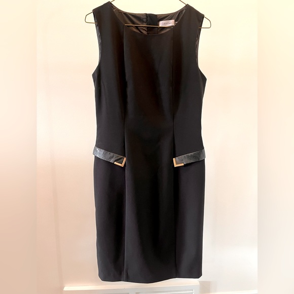 Calvin Klein Fitted Dress with Leather Pocket detail - Picture 1 of 7
